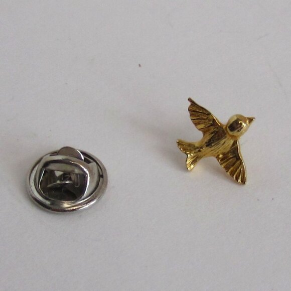 Blue Bird of Happiness Gold-tone Bird Tac Lapel Pin - Picture 1 of 3